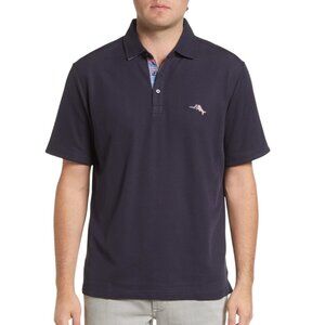 Tommy Bahama Island Zone Jamboree 5'O Clock Large Navy Supima Polo Shirt